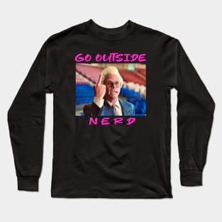 go outside nerd / mid fingers up by uncle Long Sleeve T-Shirt